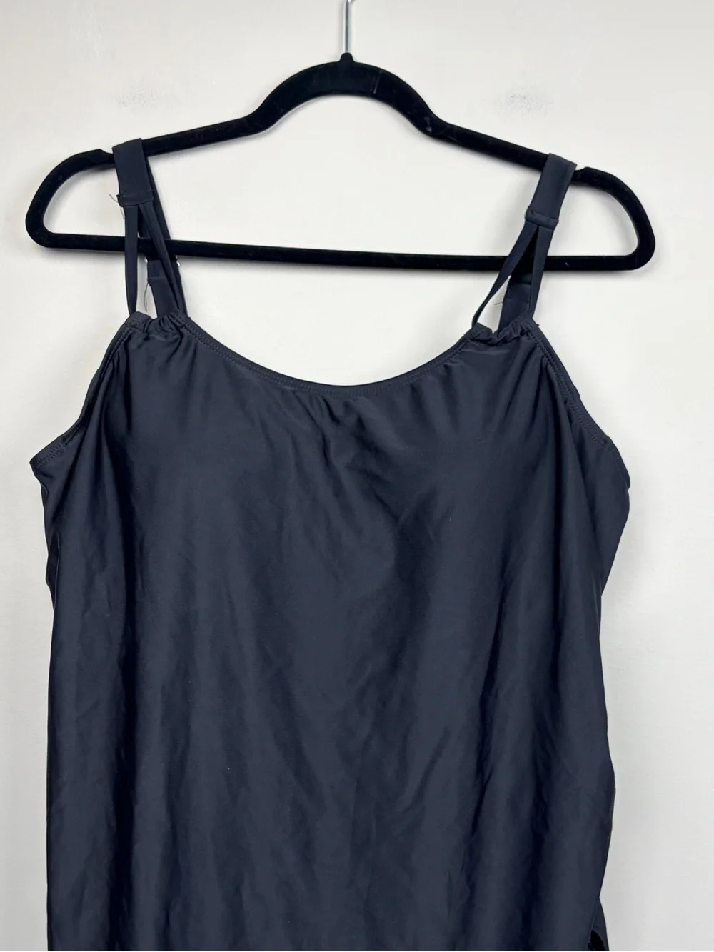 Meet.Curve Womens XL Black Swimdress One Piece Swimsuit Ruched Side Slit NWT